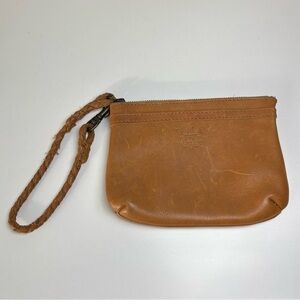 WILL Leather Goods Brown Tan
Leather Wristlet Pouch Clutch
Braided Strap 8x6